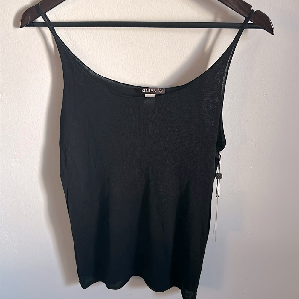 New Kerisma Fine Gauge Lightweight Knit Slim Fit Sweater Raw Edge Tank Top - Picture 5 of 9